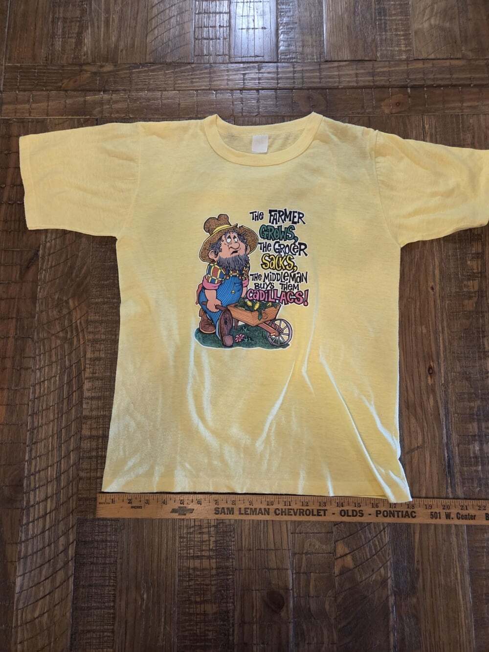 Vintage Yellow Famer Humor Tshirt